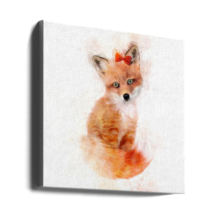 Baby Fox Square Canvas Art Print