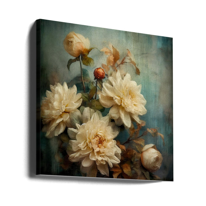 Fa Vintage Floral 53 Square Canvas Art Print