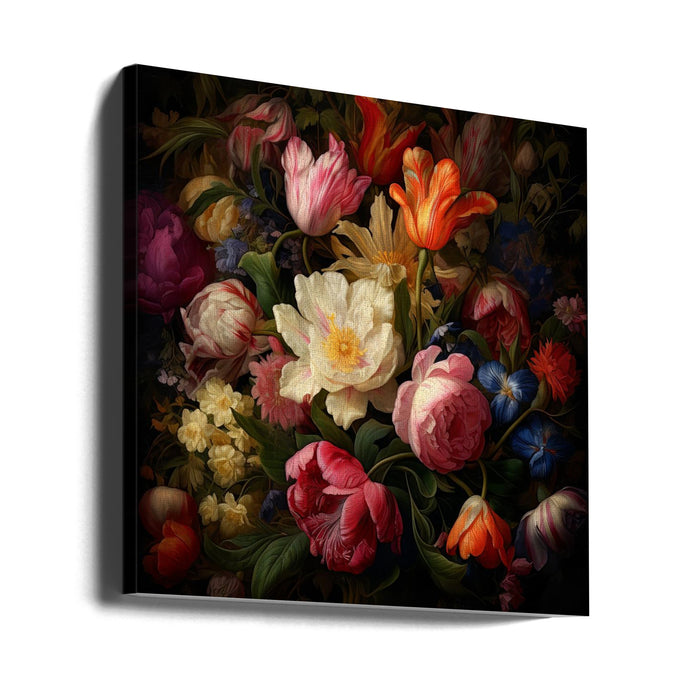 Fa Vintage Floral 57 Square Canvas Art Print