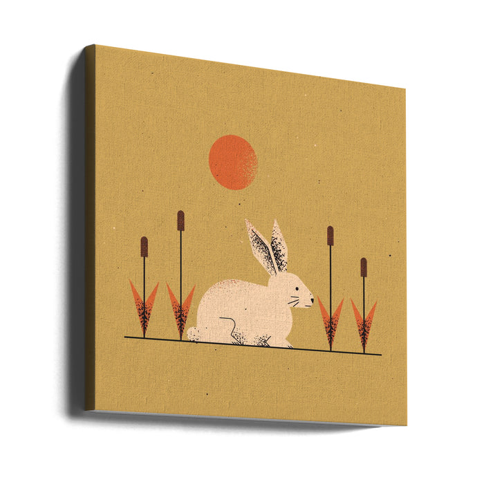 White Rabbit Square Canvas Art