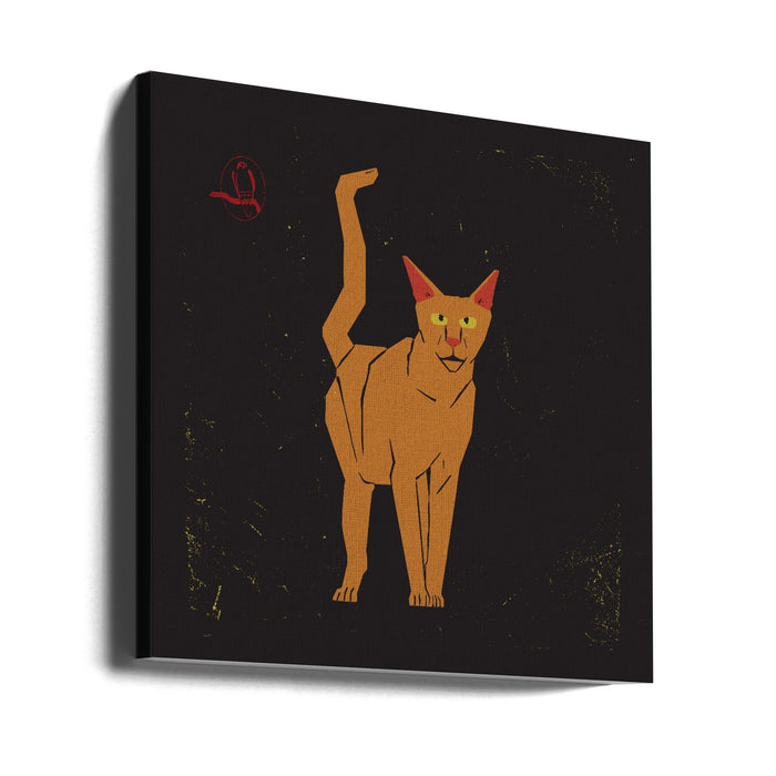 Orange Cat Square Canvas Art Print