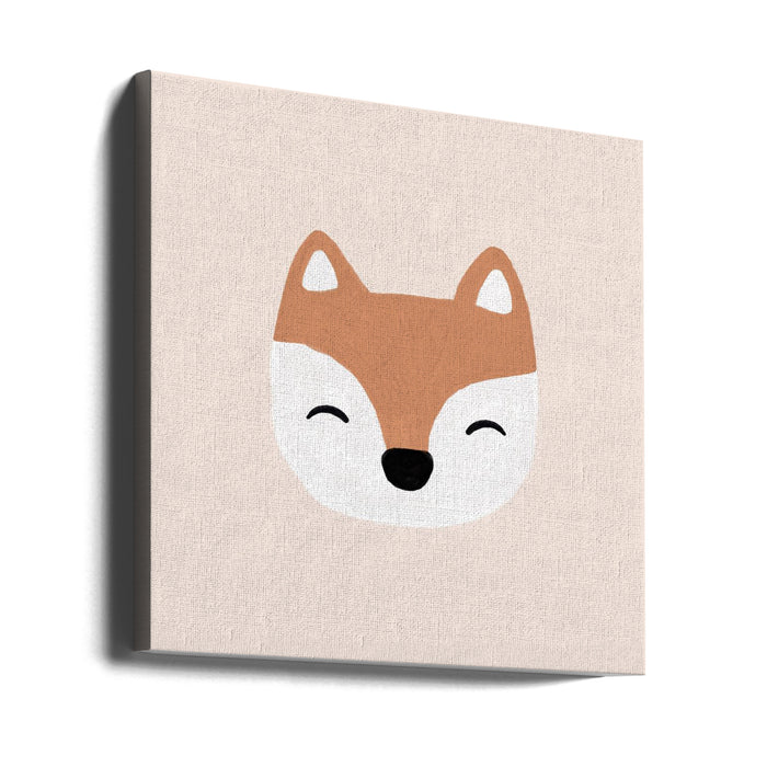 Blush Fox Square Canvas Art