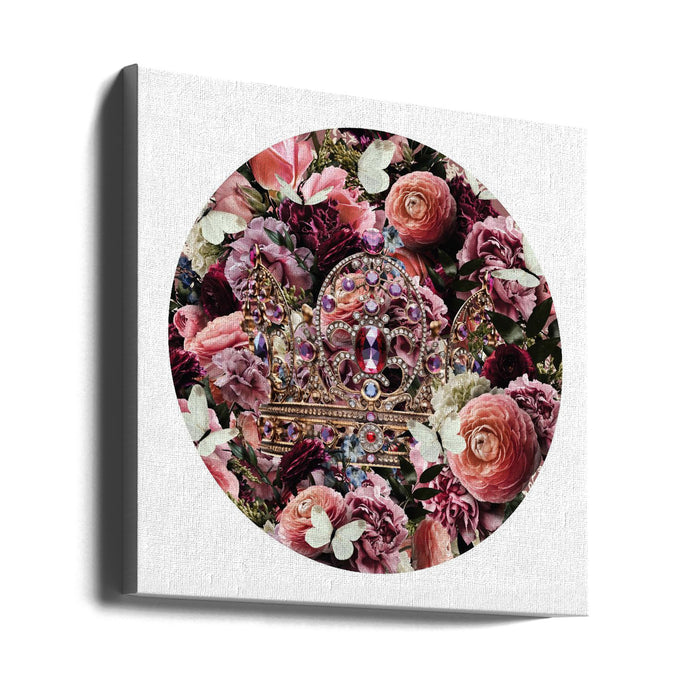 Paisley Blooms &amp; Crow Square Canvas Art