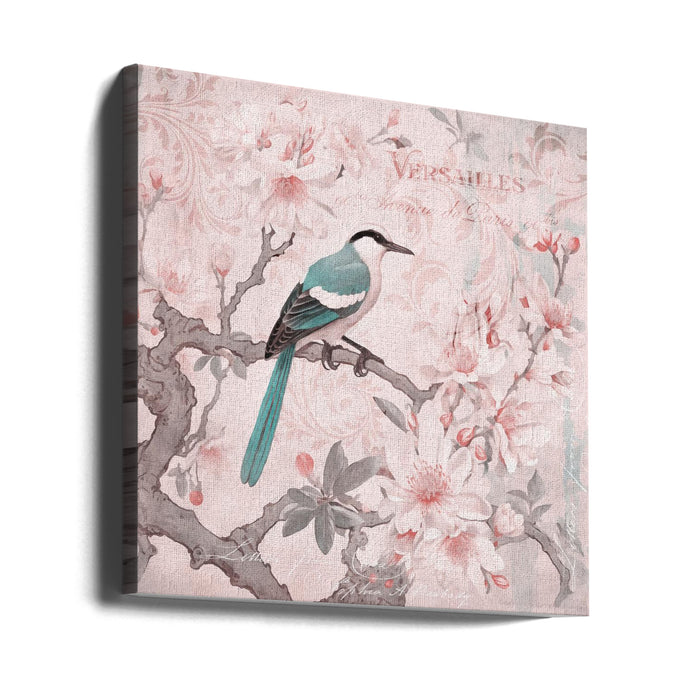 Pastel Pink Springbird Square Canvas Art Print