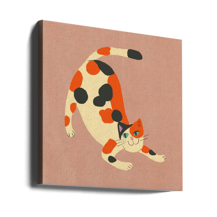 Pouncing cat Var Square Canvas Art