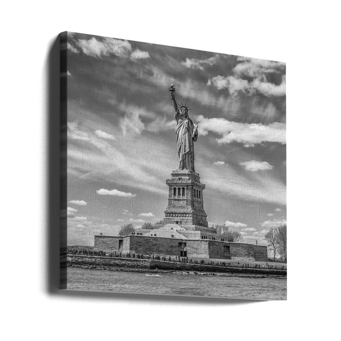 NYC Statue of Liberty Square Canvas Art Print