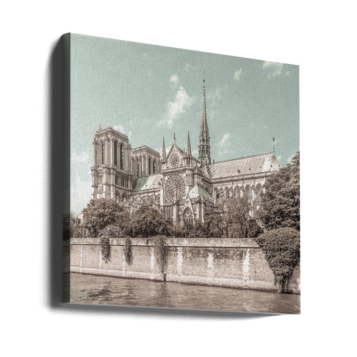 PARIS Cathedral Notre-Dame | urban vintage style Square Canvas Art Print