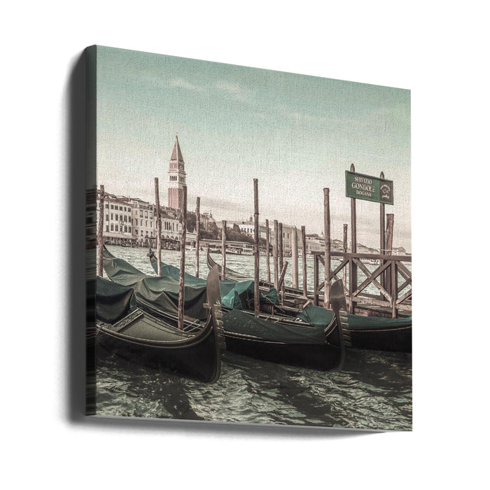 VENICE Grand Canal and Gondolas | urban vintage style Square Canvas Art Print