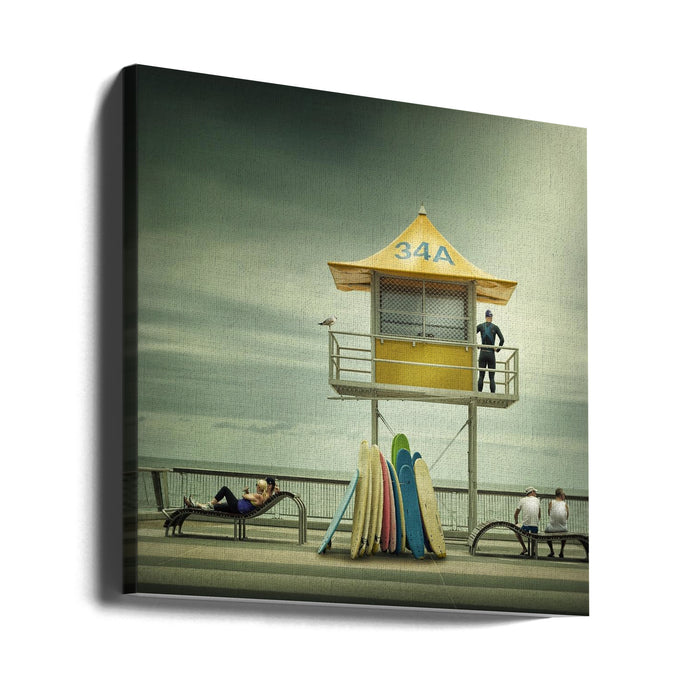 The life guard Square Canvas Art