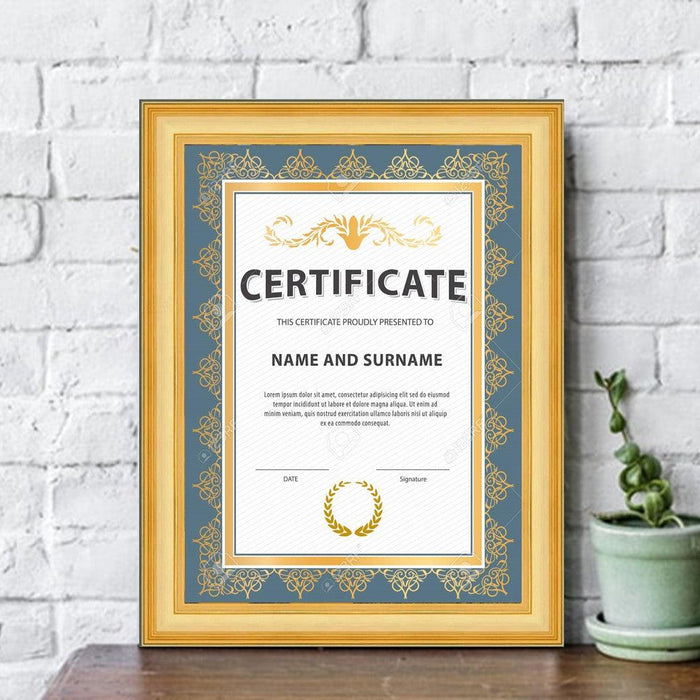 Certificate Wide Gold Picture Frame Gazdavellie - Modern Memory Design Picture frames - New Jersey Frame shop custom framing