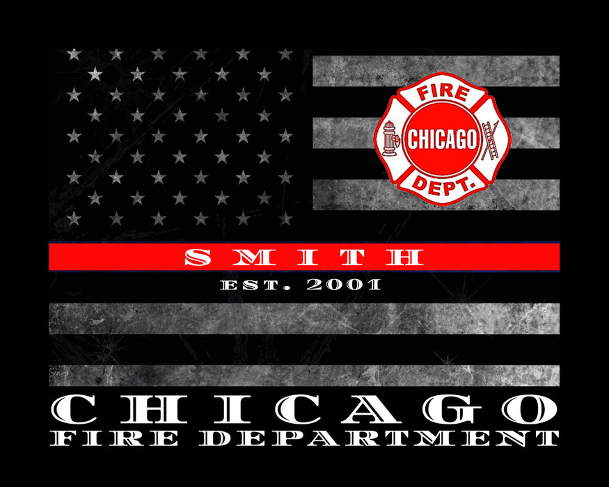 Chicago Fire Department Thin Red Line Flag for firefighter firemen