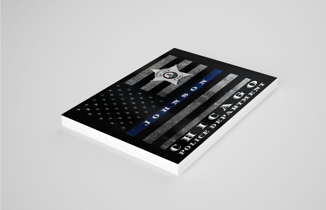 Chicago Police Thin Blue Line Flag officer wall art print decor