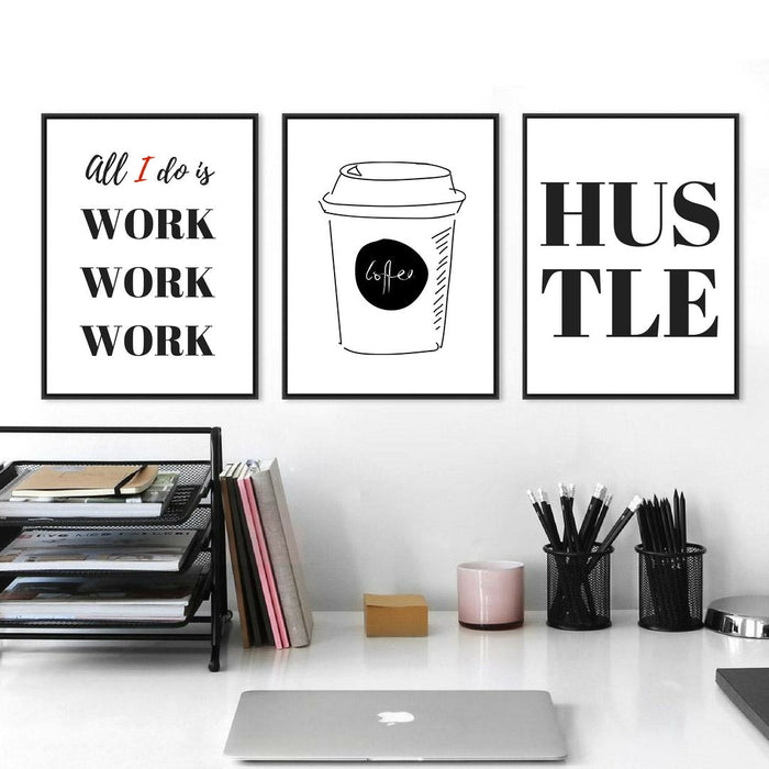 Inspirational COFFEE HUSTLE WORK art Motivational Modern