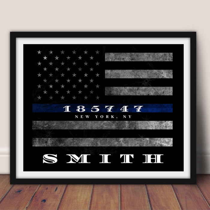 Police officer Thin Blue Line gift picture frame Police academy