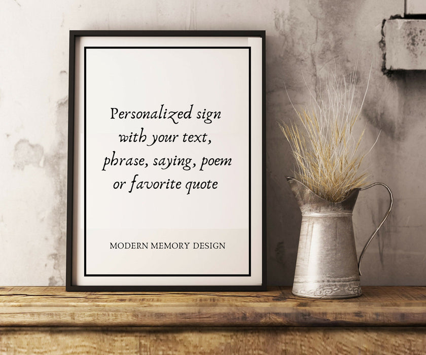 Custom Quote Print Lyric Poem Print Frame Personalized Typography Art