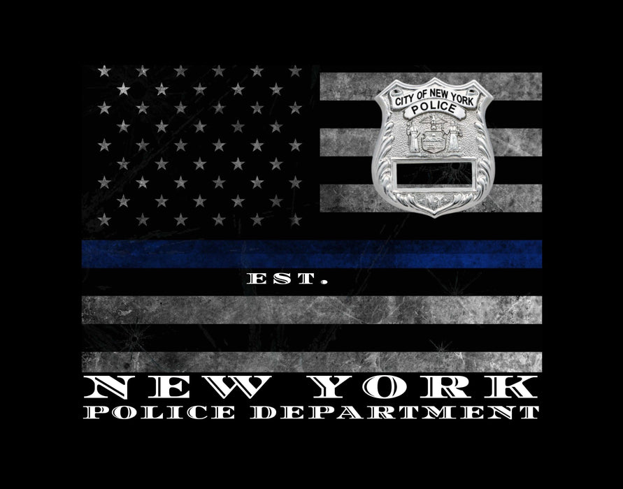 Framed NYPD Thin Blue Line Flag Customized Police officer gift Art Picture Frame Store New Jersey