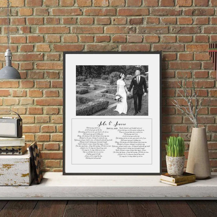 Framed Song Lyrics Vows Wedding anniversary Art print Picture Frame Store New Jersey