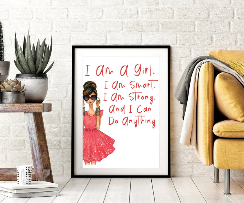 I am a Girl Feminist wall art Fearless art print fashion wall art fearless girl feminist gift Girl Boss