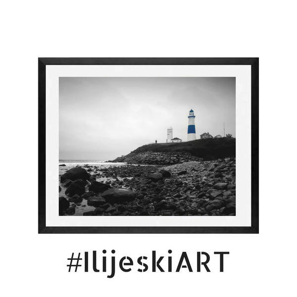 Black and white Lighthouse landscape art