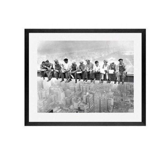 New york City Black white photography lunch on a bean frame wall art