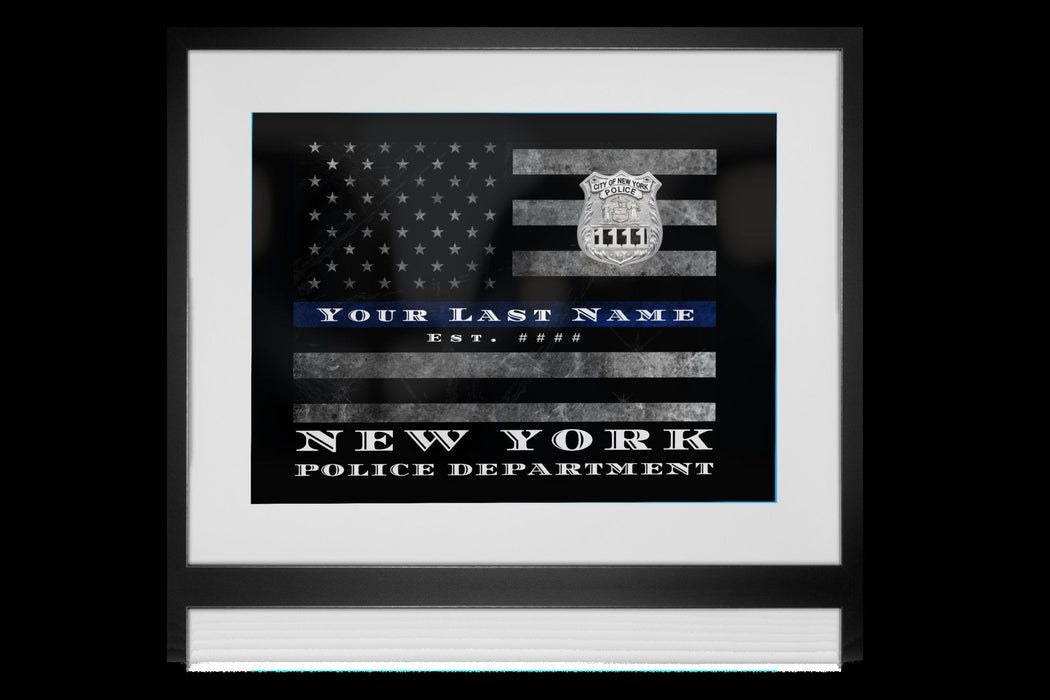 NYPD Police officer Gift Thin Blue line framed art