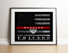 firefighter Police Gift print Thin blue red line