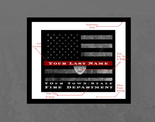 firefighter Police Gift print Thin blue red line