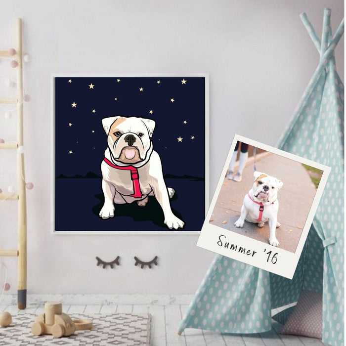 Custom pet portrait wall art for home décor