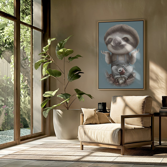 SLOTH DON'T CARE Framed Art Wall Decor