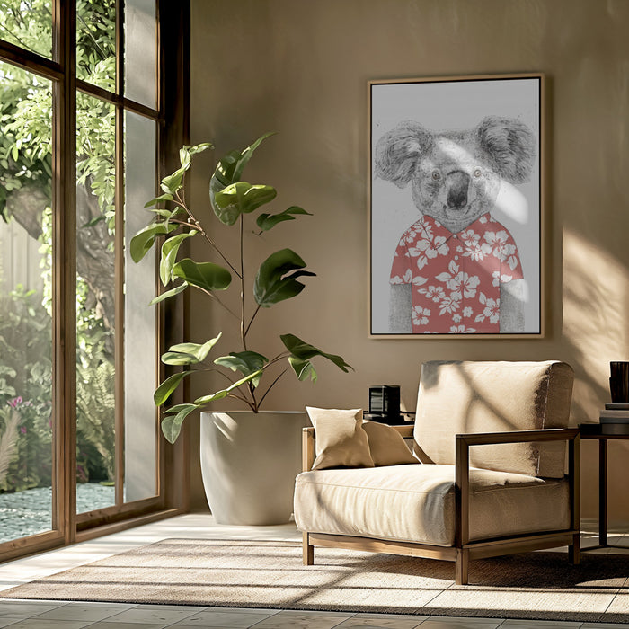 Summer koala (red) Framed Art Wall Decor