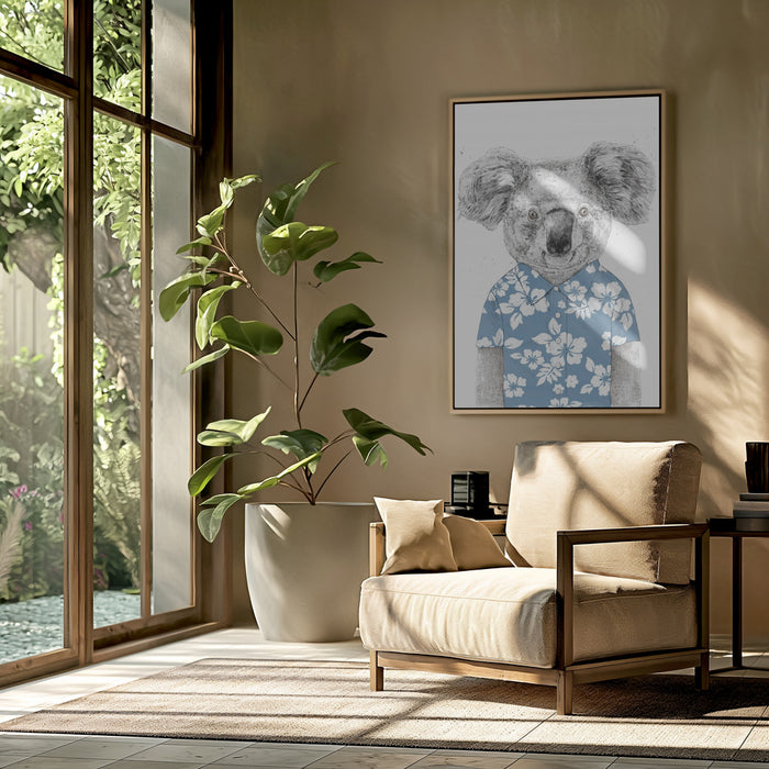 Summer Koala (blue) Framed Art Wall Decor