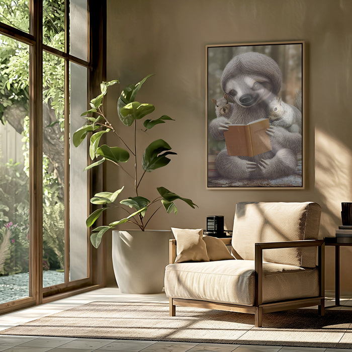 SLOTH SHARING KNOWLEDGE Framed Art Modern Wall Decor