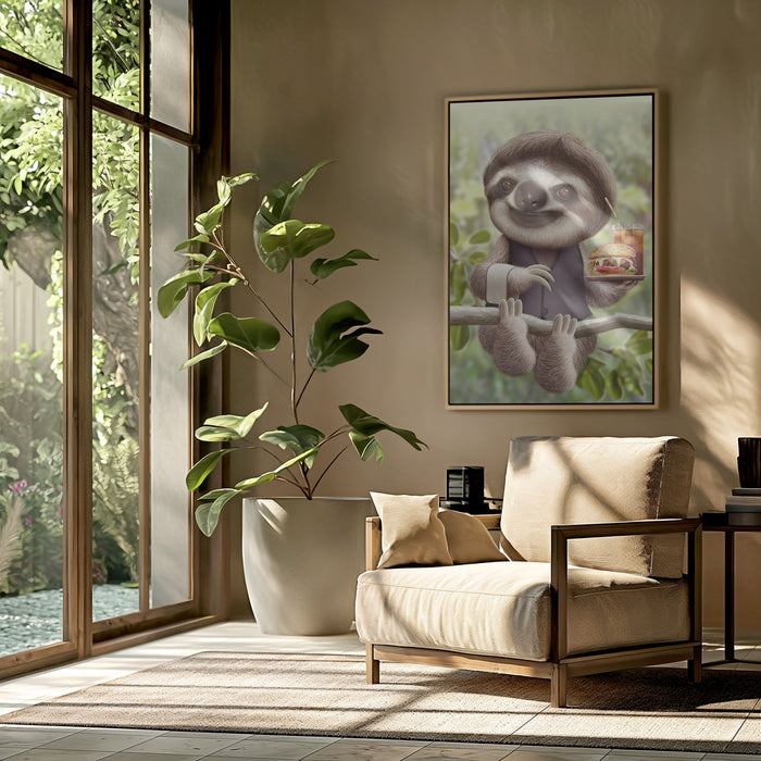 SLOTH ONTREE DELIVERY Framed Art Modern Wall Decor