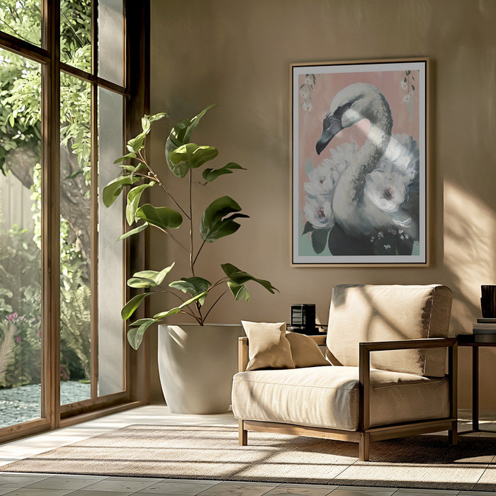The Swan Framed Art Modern Wall Decor