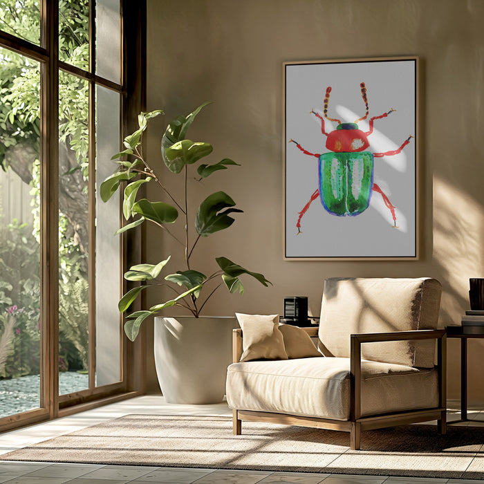 Knotweed beetle or Gastrophysa polygoni Framed Art Modern Wall Decor