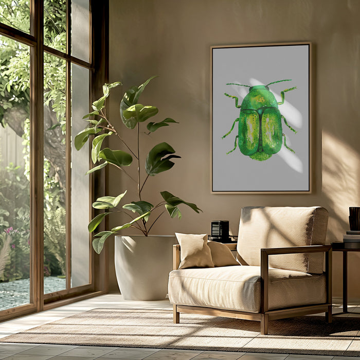 Cylindrical leaf beetle or Cryptocephalus sericeus Framed Art Modern Wall Decor