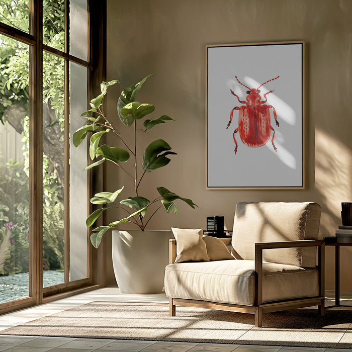 Onion beetle or Lilioceris merdigera Framed Art Modern Wall Decor