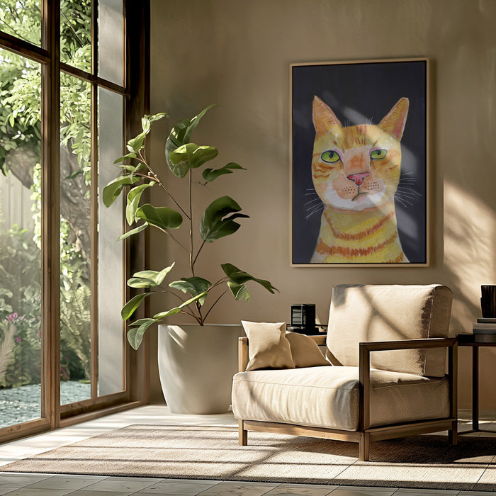 Ginger Cat Framed Art Modern Wall Decor