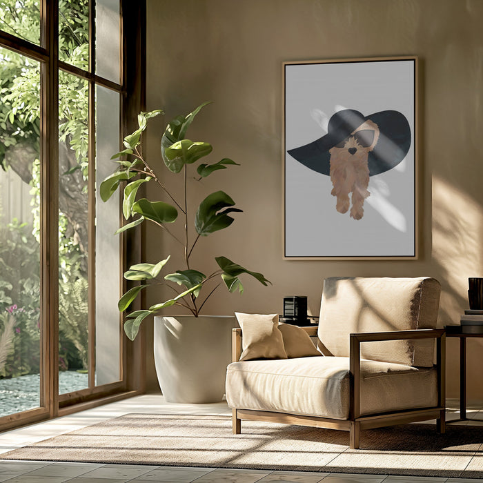 Cockapoo Sun Hat Framed Art Wall Decor