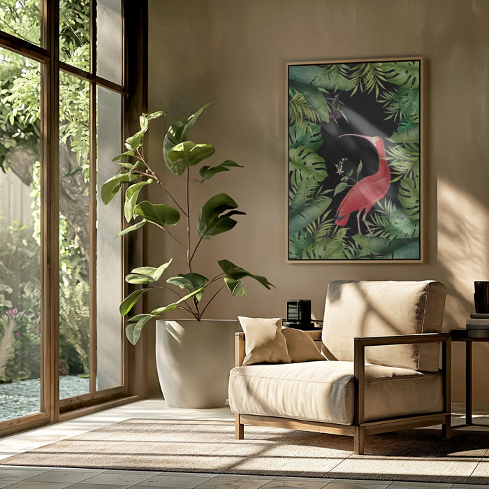 Jungle With Heron Framed Art Wall Decor