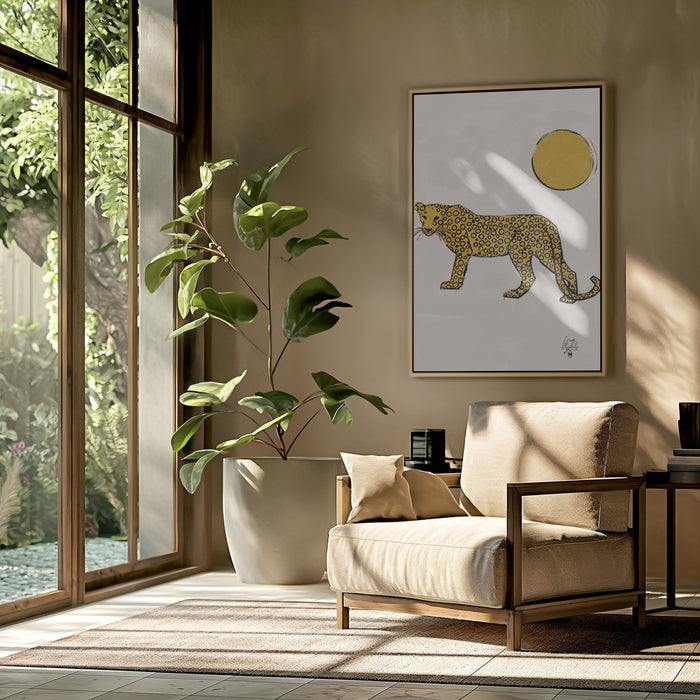 Leopard and Sun   Erum Khalili.png Framed Art Modern Wall Decor