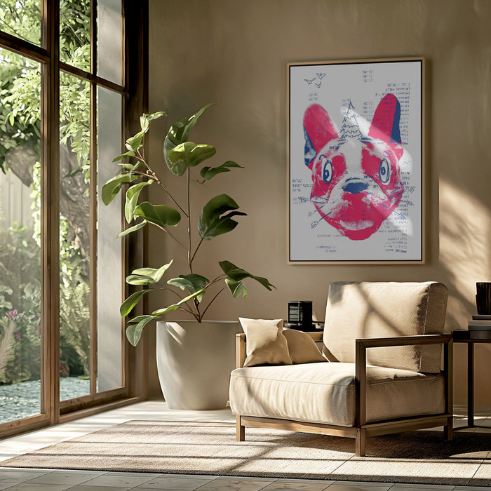 Absurd French Bulldog with a Tree Framed Art Modern Wall Decor