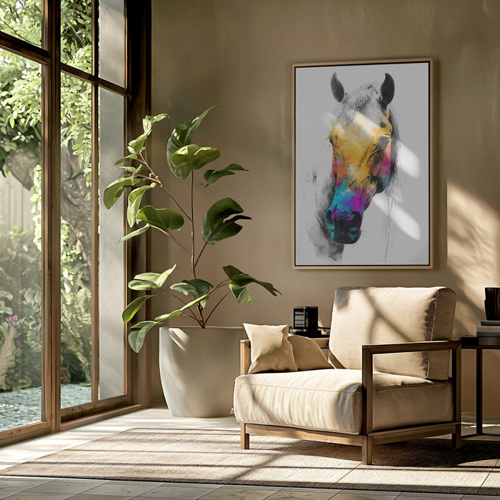 Horse Wild Tribal Illustration Art 08 Framed Art Modern Wall Decor