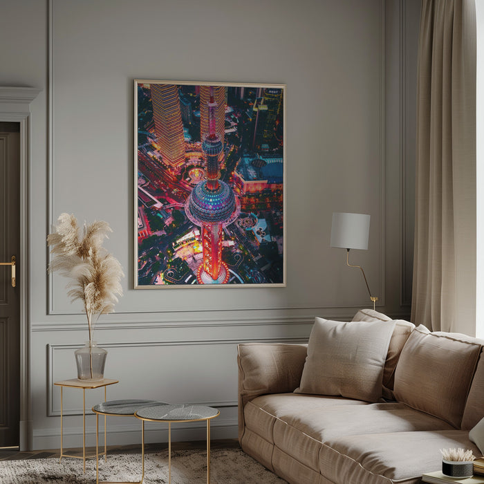 Oriental Pearl Tower Framed Art Modern Wall Decor