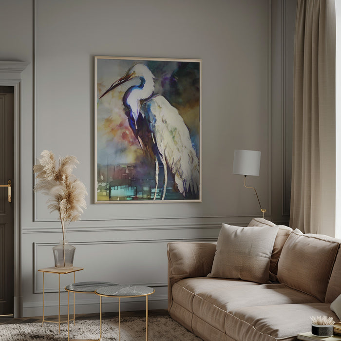 Egret After the Storm Framed Art Wall Decor