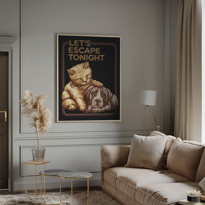 LET'S ESCAPE TONIGHT Framed Art Modern Wall Decor