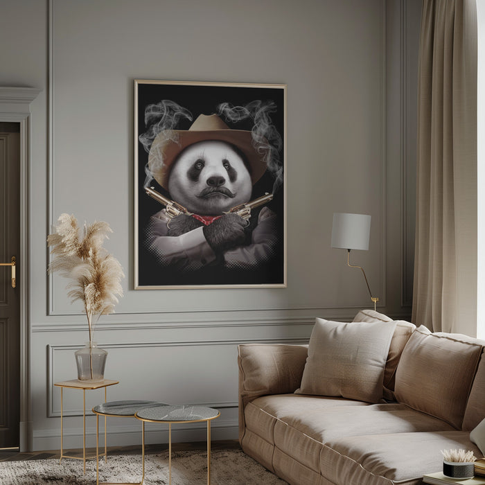 panda crossgun Framed Art Wall Decor