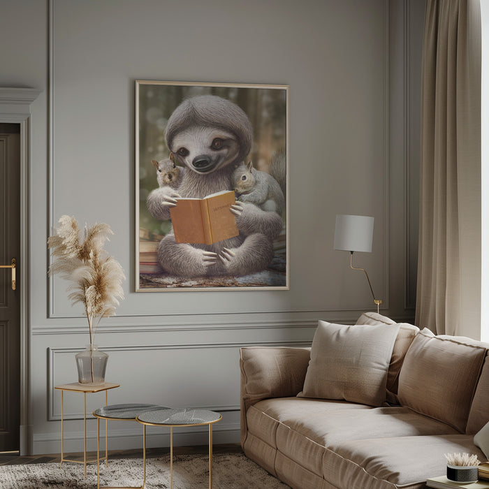 SLOTH SHARING KNOWLEDGE Framed Art Modern Wall Decor