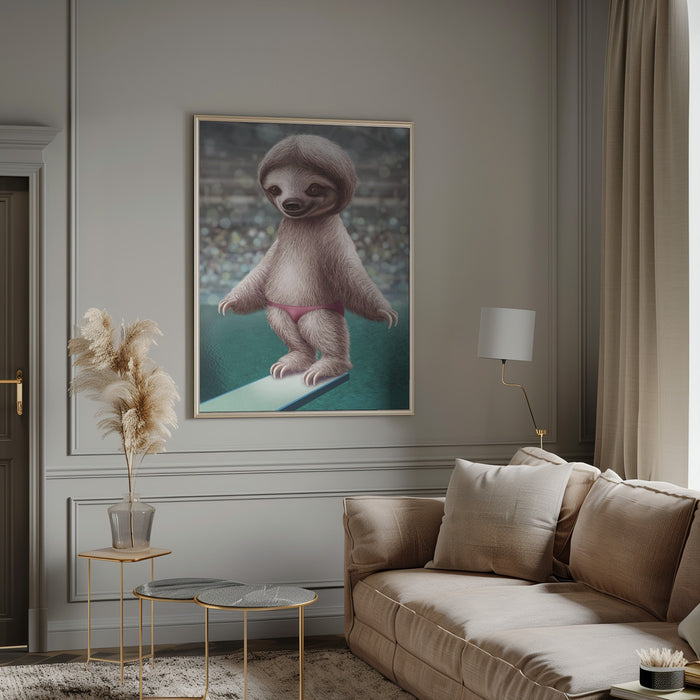 SLOTH THE DIVER Framed Art Modern Wall Decor