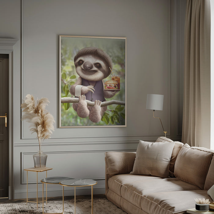 SLOTH ONTREE DELIVERY Framed Art Modern Wall Decor